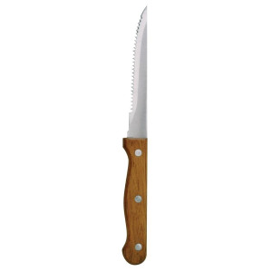 Coltello da carne con manico in legno lama dentata 215 mm - Lotto da 12 - Olympia - Fourniresto