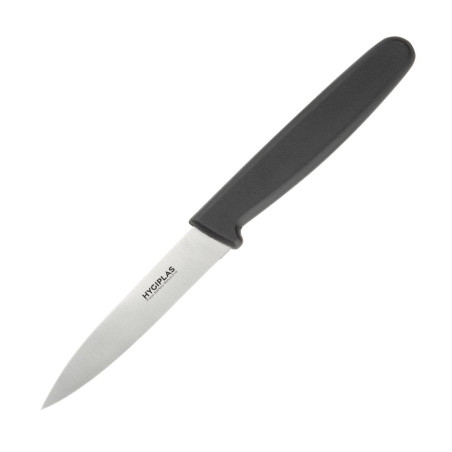 Coltello da ufficio nero lama diritta 7,5 cm - Hygiplas - Fourniresto