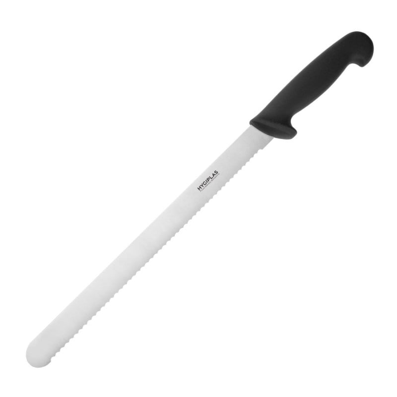 Serrated Black Carving Knife Blade 30.5 cm - Hygiplas - Fourniresto