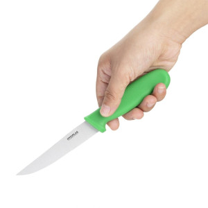 Coltello per verdure con lama dentata verde da 10 cm - Hygiplas - Fourniresto