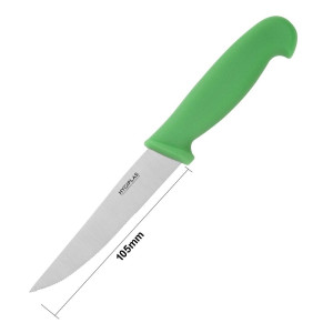 Coltello per verdure con lama dentata verde da 10 cm - Hygiplas - Fourniresto