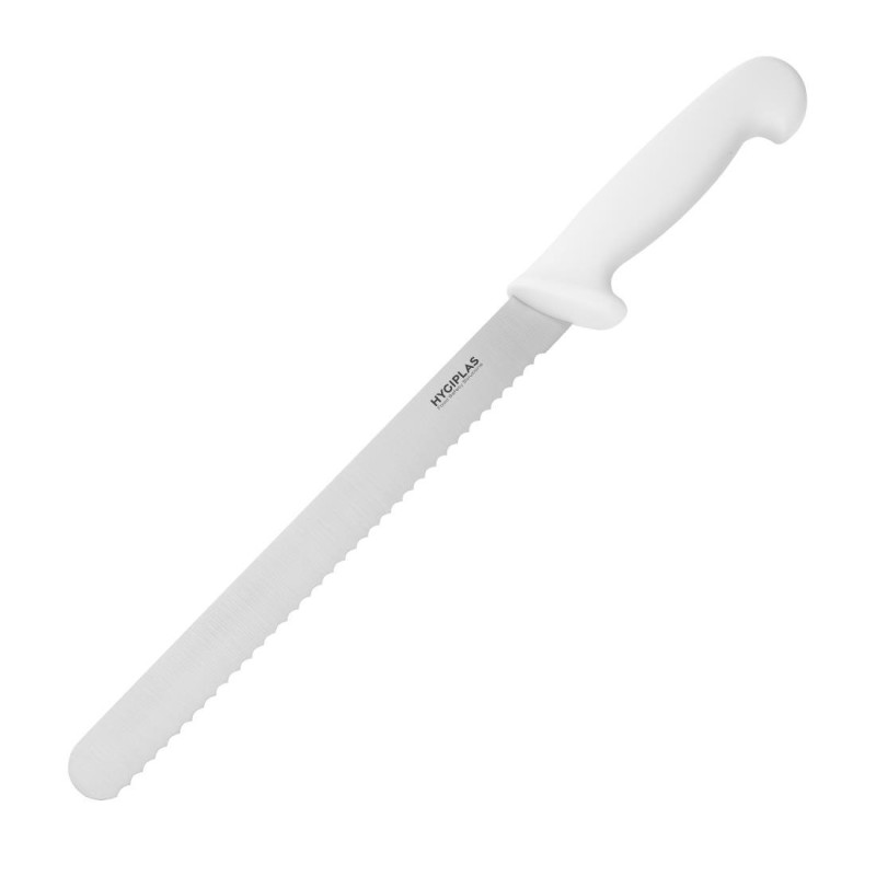 Couteau À Trancher Blanc Lame Dentée 25,5 Cm - Hygiplas - Fourniresto