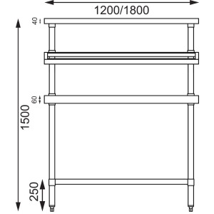 Tavolo di preparazione in acciaio inossidabile con supporto per vaschette GN 1200 x 600 mm - Vogue - Fourniresto