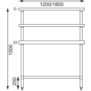 Tavolo in acciaio inossidabile con 2 ripiani superiori 1200 x 600 mm - Vogue - Fourniresto