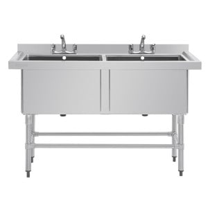 Doppio lavello profondo con schienale 2 x 100 L 1410 x 600 mm - Vogue - Fourniresto