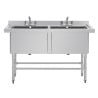 Doppio lavello profondo con schienale 2 x 100 L 1410 x 600 mm - Vogue - Fourniresto