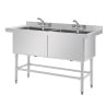 Double Sink with Backsplash 2 X 100 L 1410 X 600 Mm - Vogue - Fourniresto