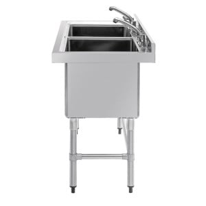 Doppio lavello profondo con schienale 2 x 100 L 1410 x 600 mm - Vogue - Fourniresto