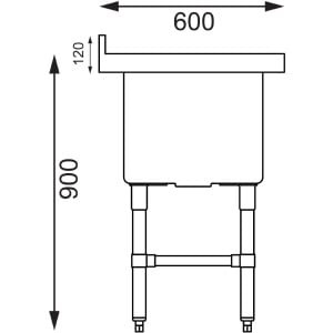 Doppio lavello profondo con schienale 2 x 100 L 1410 x 600 mm - Vogue - Fourniresto