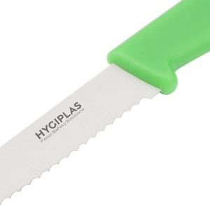 Coltello per pomodori con lama dentata verde da 10 cm - Hygiplas - Fourniresto