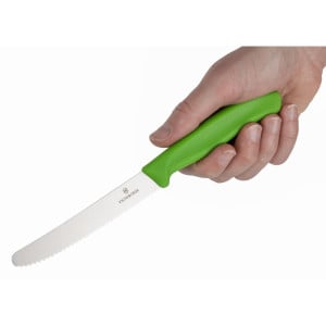 Coltello per pomodori verde lama dentellata 11 cm - Victorinox - Fourniresto