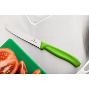 Coltello per pomodori verde lama dentellata 11 cm - Victorinox - Fourniresto