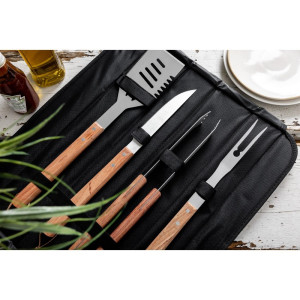 Kit Barbecue in Acciaio Inox e Legno 4 Utensili - DEGLON - Fourniresto