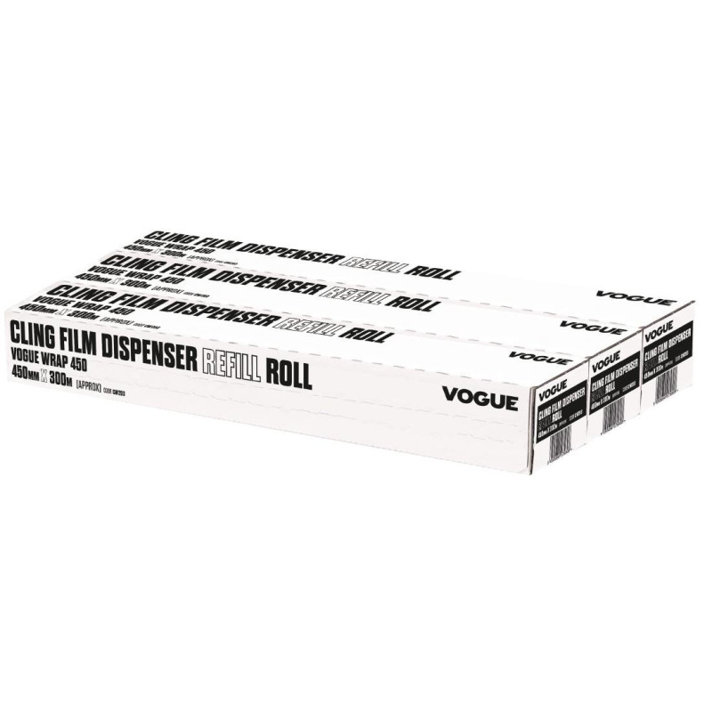 Food Film Rolls for Wrap450 Dispenser - Pack of 3 - Vogue - Fourniresto