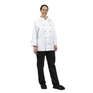 Giacca da cucina unisex Chicago a maniche lunghe bianca taglia L - Abbigliamento per chef bianco - Fourniresto