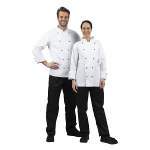 Giacca da cucina unisex Chicago a maniche lunghe bianca taglia L - Abbigliamento per chef bianco - Fourniresto