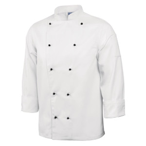 Giacca da cucina unisex Chicago a maniche lunghe bianca taglia L - Abbigliamento per chef bianco - Fourniresto