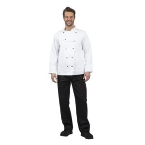 Unisex Chicago Long Sleeve White Chef Jacket Size XXL - Whites Chefs Clothing - Fourniresto