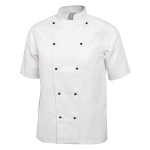 Giacca da cucina unisex Chicago a maniche corte bianca taglia M - Abbigliamento per chef bianco - Fourniresto