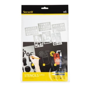 Kit di stencil per lavagne - Lotto di 5 - Securit - Fourniresto