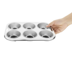 Plaque De 6 Moules À Muffins Profonds en Inox - Vogue