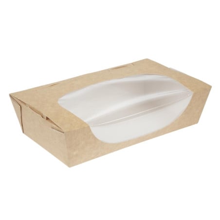 Recyclable Kraft Salad Bowls with Window - 1000 ml - Pack of 200 - Colpac