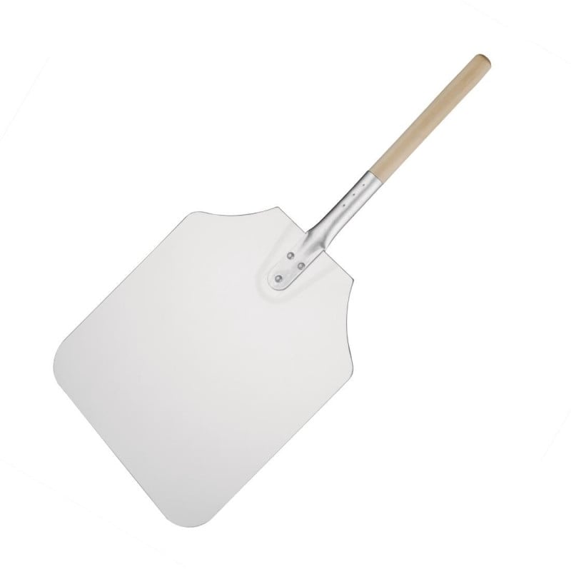 Aluminum pizza peel with wooden handle - 305 x 355 mm - Vogue - Fourniresto