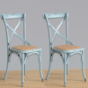 Wooden Chairs with Crossed Backrest - Blue - Bolero - Fourniresto