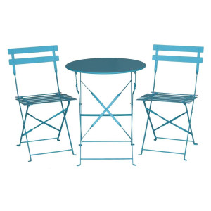 Chaises de terrasse en acier - bleu turquoise - Lot de 2 - Bolero - Fourniresto