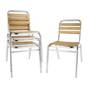 Sedie bistrot in frassino e alluminio - Set di 4 - Bolero - Fourniresto