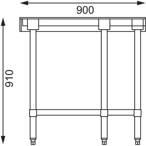 Table D'Angle en Inox-L 900 x 700mm - Vogue