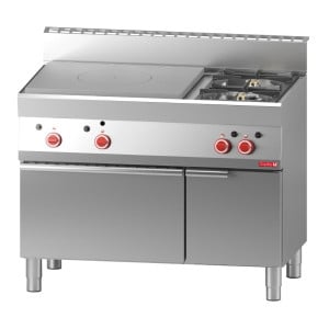 Piastra a Gas 650 e 2 Fuochi Vigorosi su Forno a Gas e Armadio Chiuso 650 - Gastro M