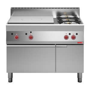 Gas Hotplate 650 and 2 High Flames on Gas Oven and Closed Cupboard 650 - Gastro M