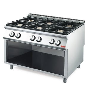 Fornello a Gas 6 Fuochi Vivi 700 su Armadio Aperto - Gastro M