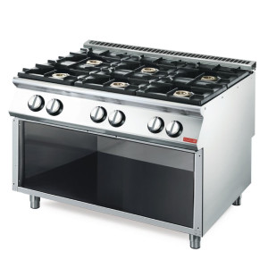 Gas Stove 6 Open Flames 700 On Open Cupboard - Gastro M