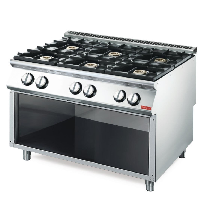 Gas Stove 6 Open Flames 700 On Open Cupboard - Gastro M Gas Stove 6 Open Flames 700 On Open Cupboard - Gastro M