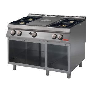 Piastra a Gas 700 con 4 Fuochi su Armadio Aperto - Gastro M