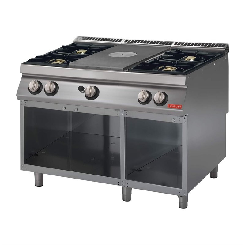 Gas Hotplate 700 With 4 Burners On Open Cupboard - Gastro M Gas Hotplate 700 With 4 Burners On Open Cupboard - Gastro M