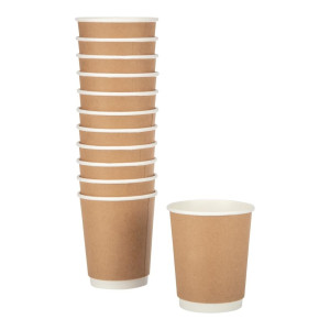 Double wall kraft cups 225ml - Pack of 25 - Fiesta - Fourniresto