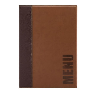 Contemporary A4 Light Brown Menu Cover - Securit - Fourniresto