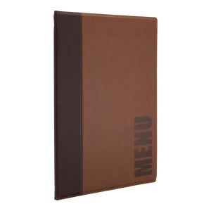 Contemporary A4 Light Brown Menu Cover - Securit - Fourniresto