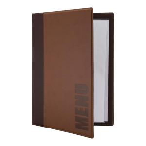 Contemporary A4 Light Brown Menu Cover - Securit - Fourniresto