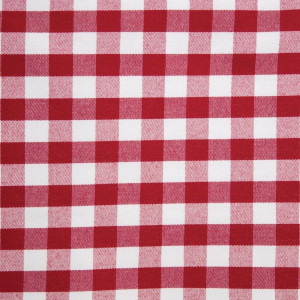 Square tablecloth with red checkered pattern in polyester 890 x 890mm - Mitre Essentials - Fourniresto