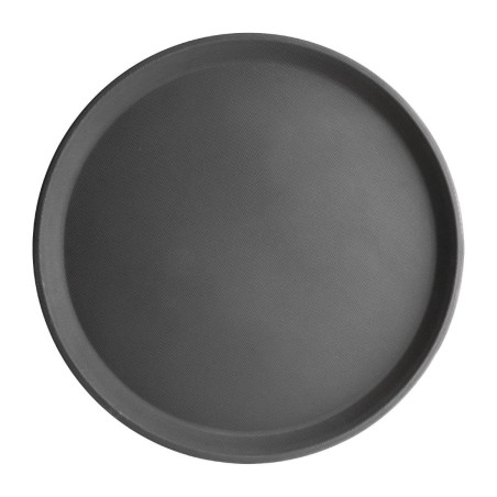 Non-slip round black fiberglass tray 356mm - Olympia KRISTALLON - Fourniresto