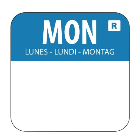 Blue Food Labels "Monday" - Pack of 1000 - Vogue