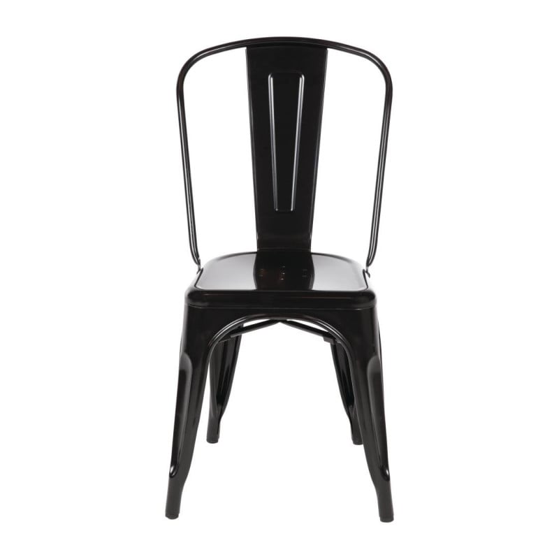 Stackable Steel Bistro Chairs - Black - Set of 4 - Bolero