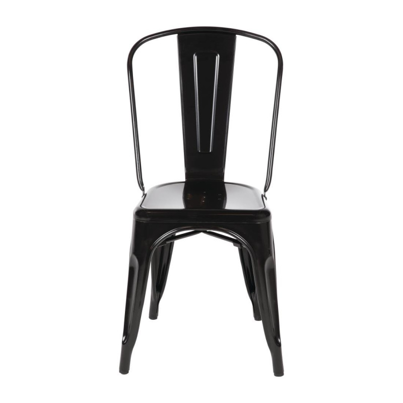 Sedie Bistro Impilabili in Acciaio - Nero - Set di 4 - Bolero Sedie Bistro Impilabili in Acciaio - Nero - Set di 4 - Bolero