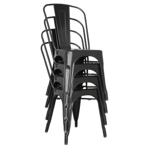 Sedie Bistro Impilabili in Acciaio - Nero - Set di 4 - Bolero