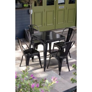 Tavolo Bistrot Quadrato in Acciaio Nero - L 668 x P 668 mm - Bolero