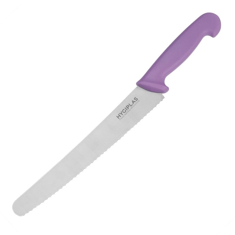 Coltello da pasticceria dentato viola 25 cm - Hygiplas - Resistente e pratico